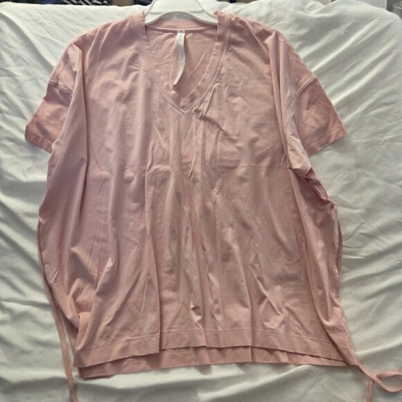 Lululemon Pima Cotton Tie Waist T-Shirt Pink 8 - Picture 2 of 9